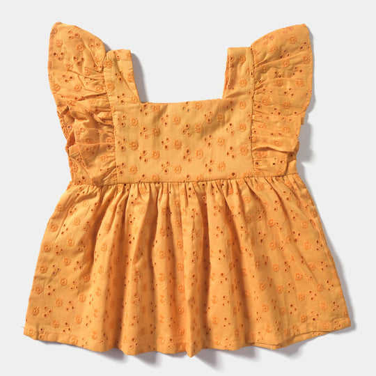 Infant Girls Chicken Kari EMB Top Yellow Roses-Yellow