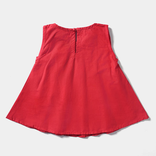 Infant Girls Cotton Casual Top Pearls-Red