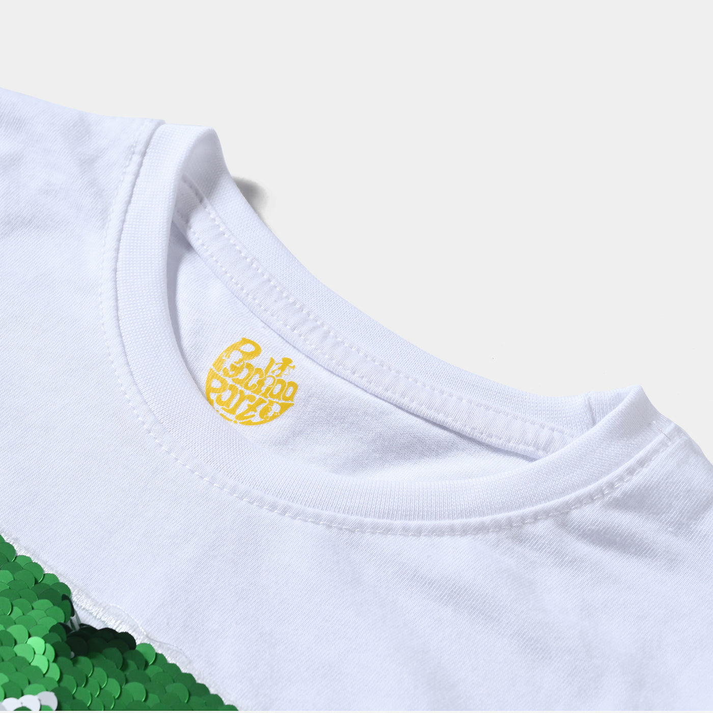 Boys PC Jersey T-Shirt H/S Kids Sequins Flag-White