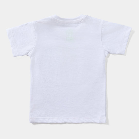 Infant Boys Poly Cotton Jersey T-Shirt Sequins Flag-White