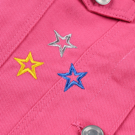 Infant Girls Denim rigid Woven Jacket Unicorn-Candy Pink