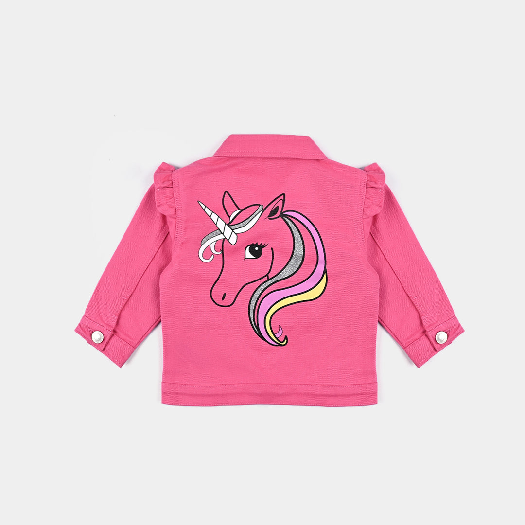 Infant Girls Denim rigid Woven Jacket Unicorn-Candy Pink Price in