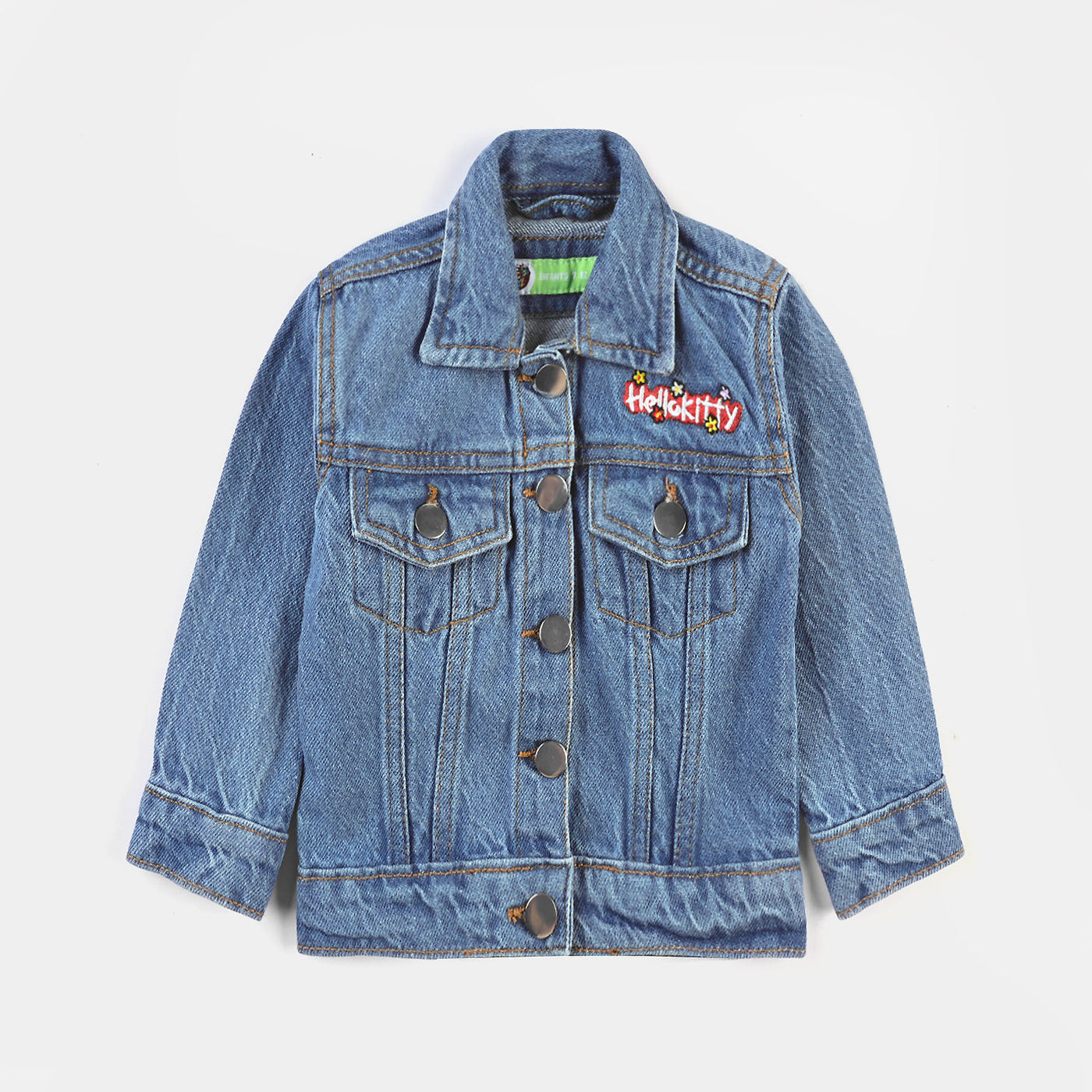 Infant Girls Denim rigid Woven Jacket-Mid Blue