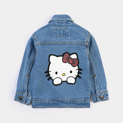 Infant Girls Denim rigid Woven Jacket-Mid Blue