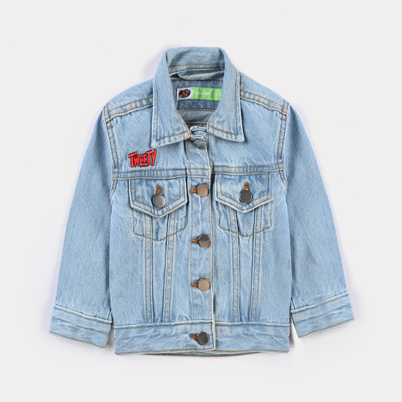 Infant Girls Denim rigid Woven Jacket-Light Blue