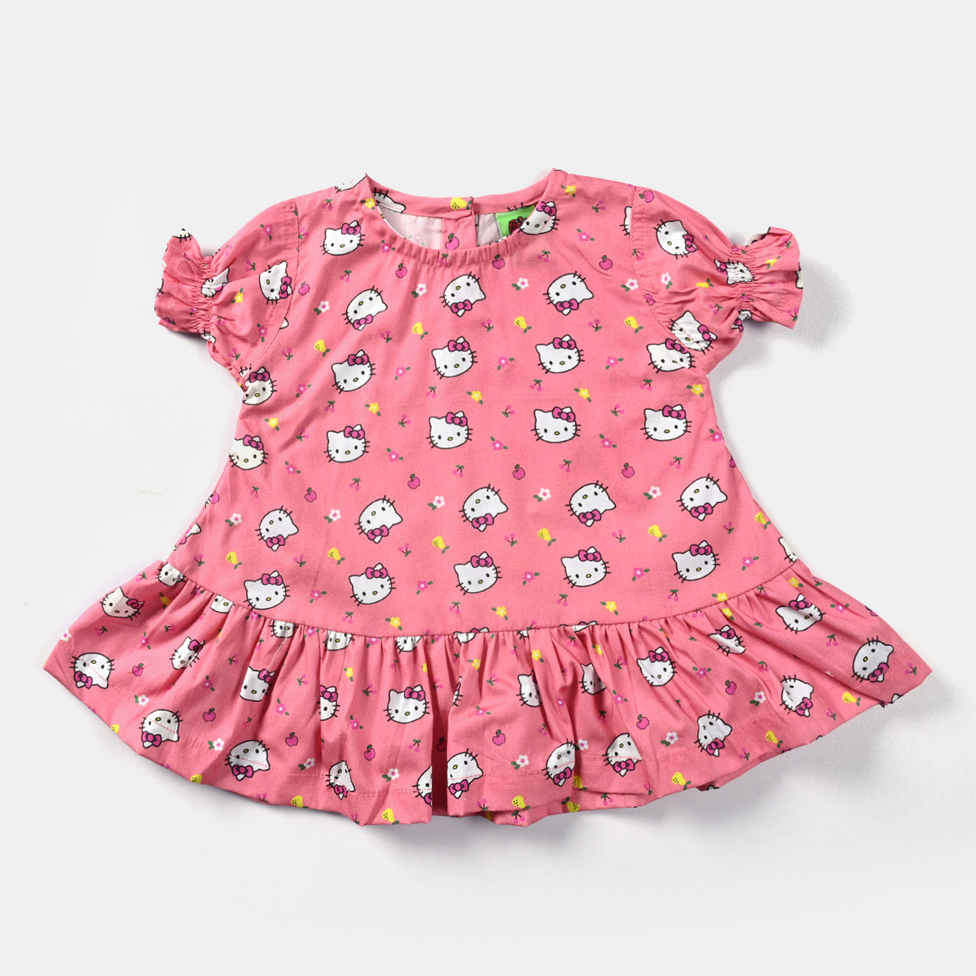 Infant Girls Cotton Poplin Casual Frock-Pink