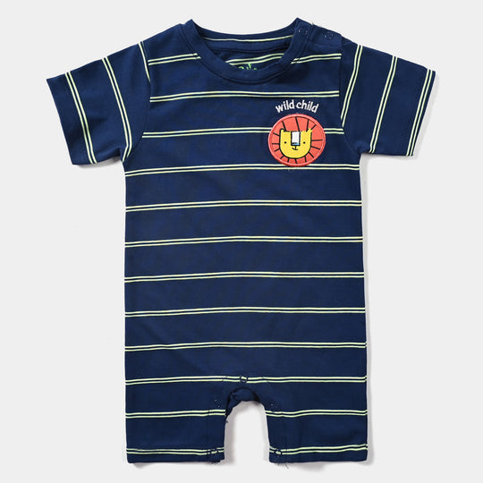 Infant Boys Cotton Jersey Knitted Romper Wild Child-Navy Poeny