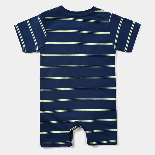 Infant Boys Cotton Jersey Knitted Romper Wild Child-Navy Poeny