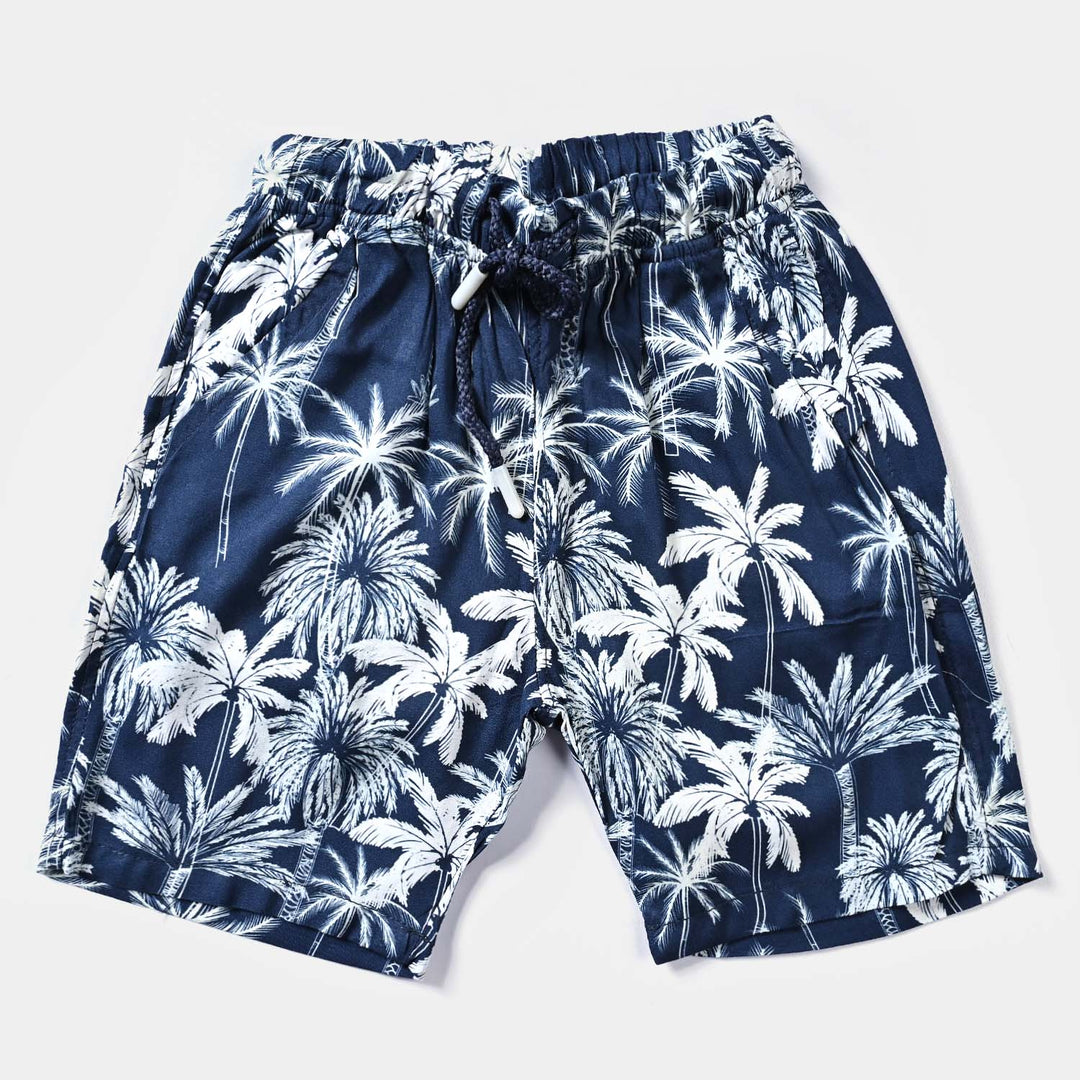 Boys Viscose Woven Suit Palm Forest-Blue/White