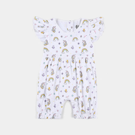 Infant Girls Cotton Interlock Knitted Romper-White