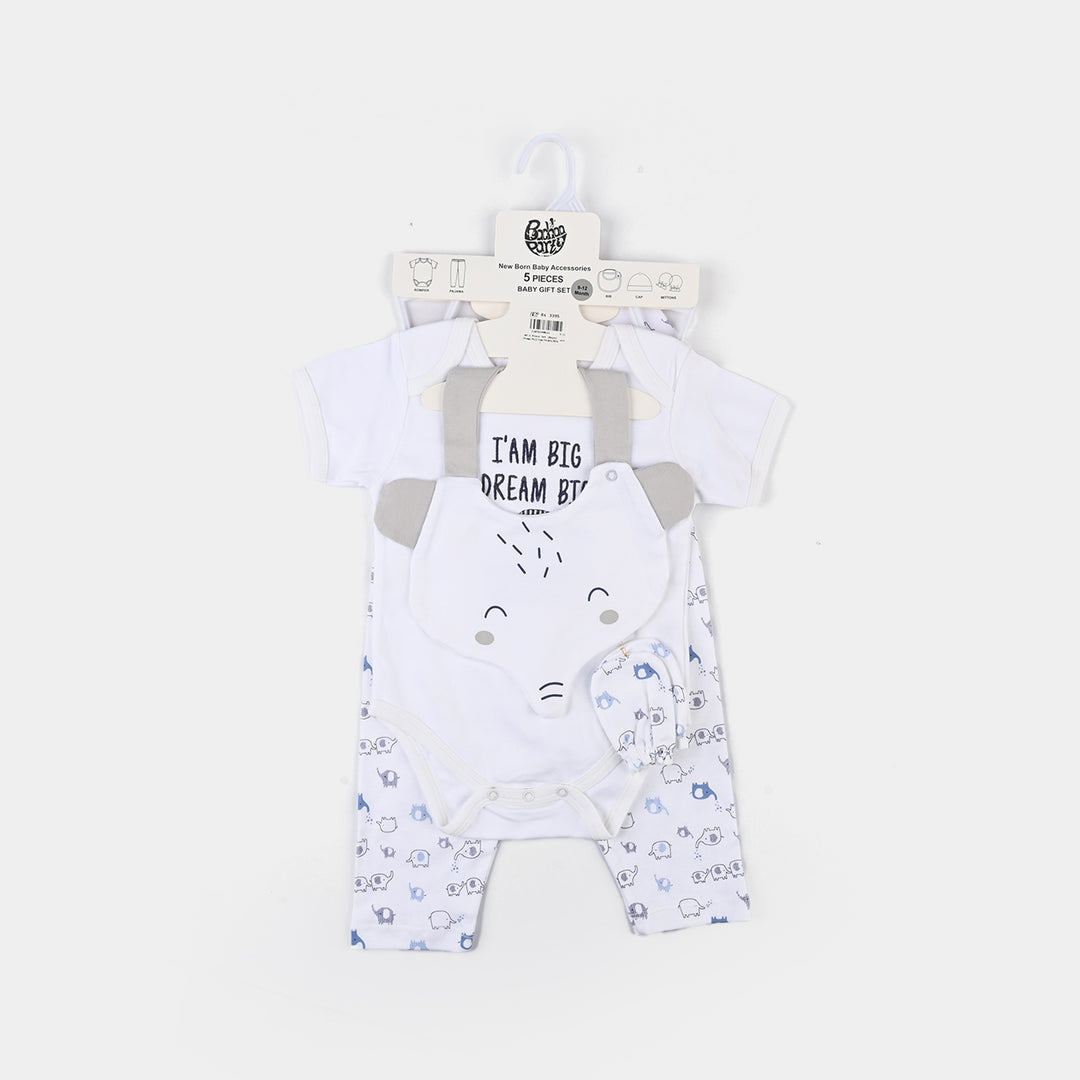 Infant Boys 5 Pieces Set (Romper/Pyjama/Cap/Mittens/Bib)