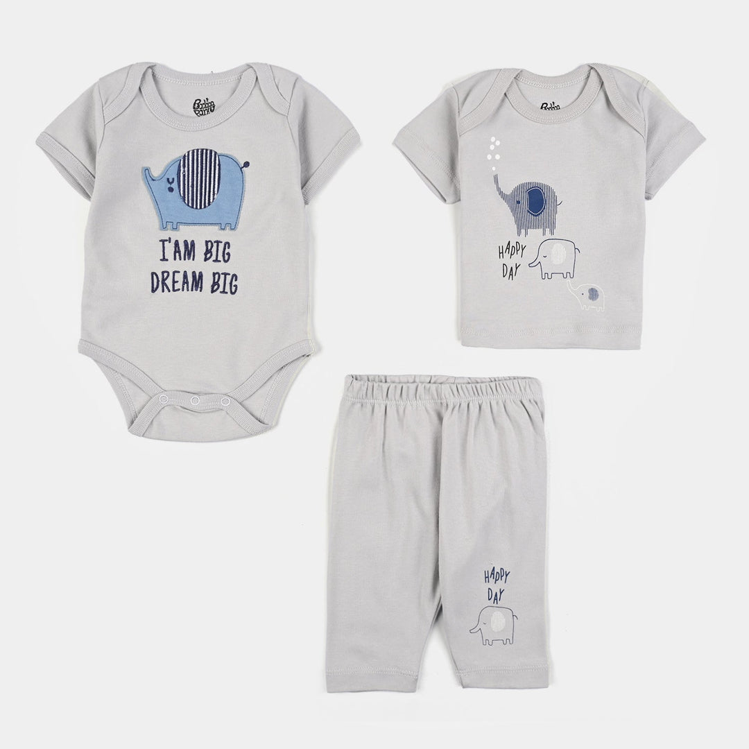 Infant Boys Cotton Interlock 9 Piece Set Elephant-G.Grey