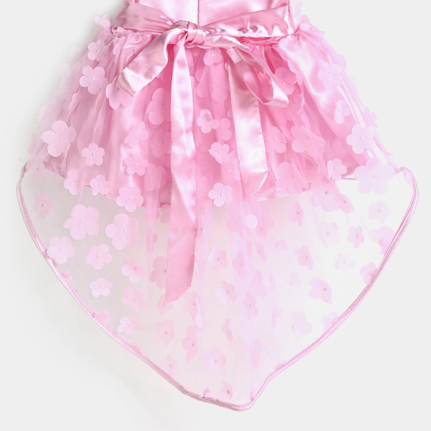 Infant Girls Net Fancy Frock Fresh Flower-Pink