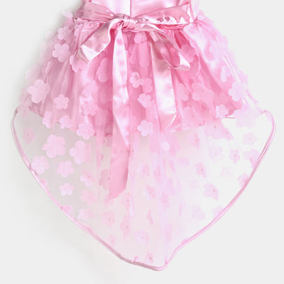 Infant Girls Net Fancy Frock Fresh Flower-Pink