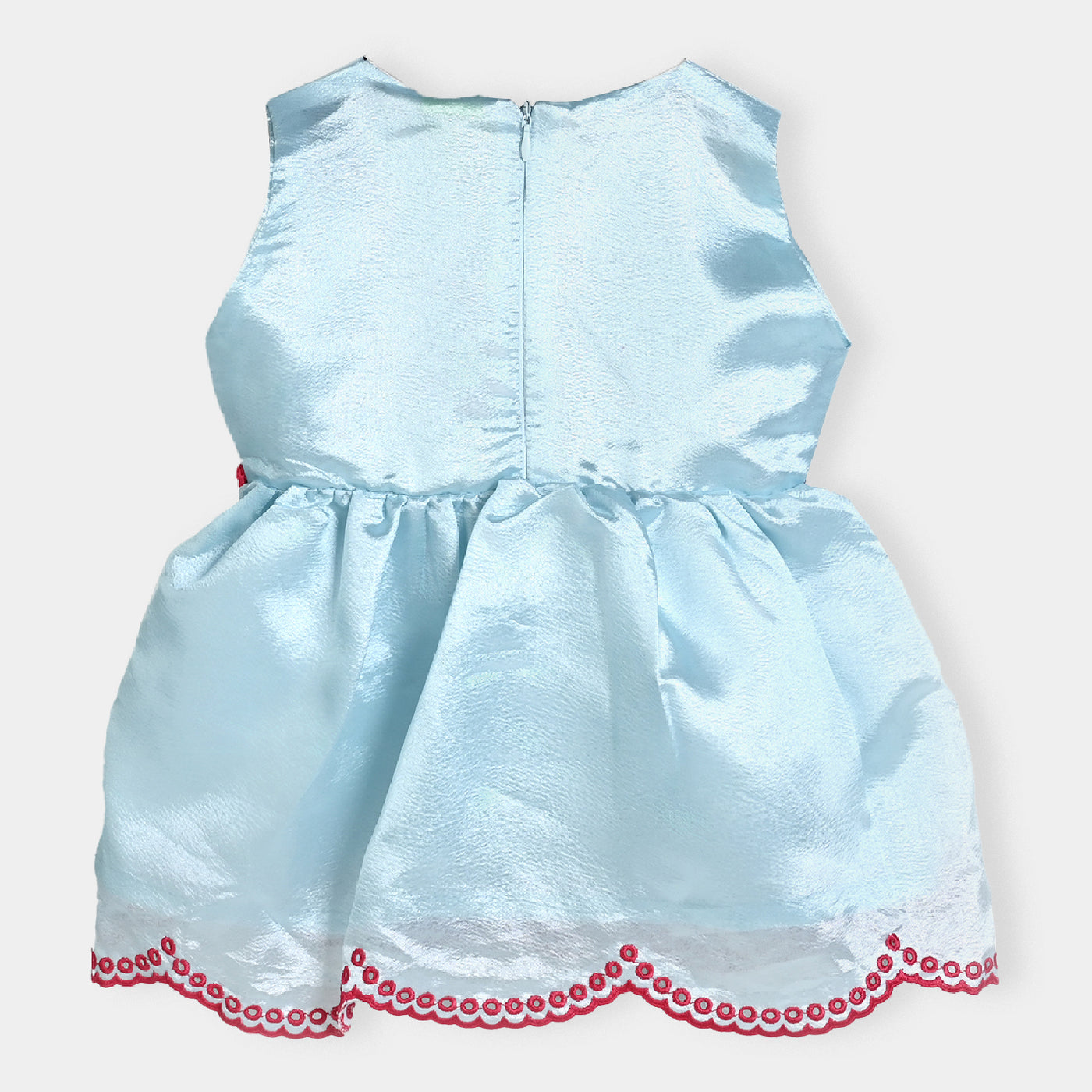 Infant Girls Poly Satin Fancy Frock Beauty-LT.Blue