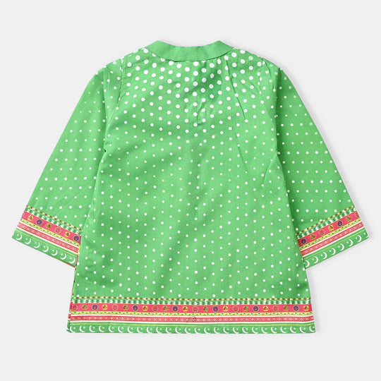 Infant Girls Cotton Poplin IND Top Retro-Green