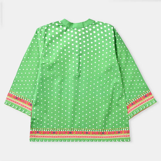 Girls Cotton Poplin IND Top Retro-Green