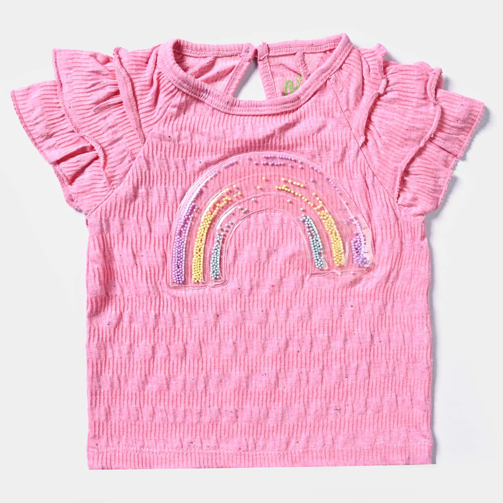 Infant Girls Cotton Interlock 2 Piece Set-Pink