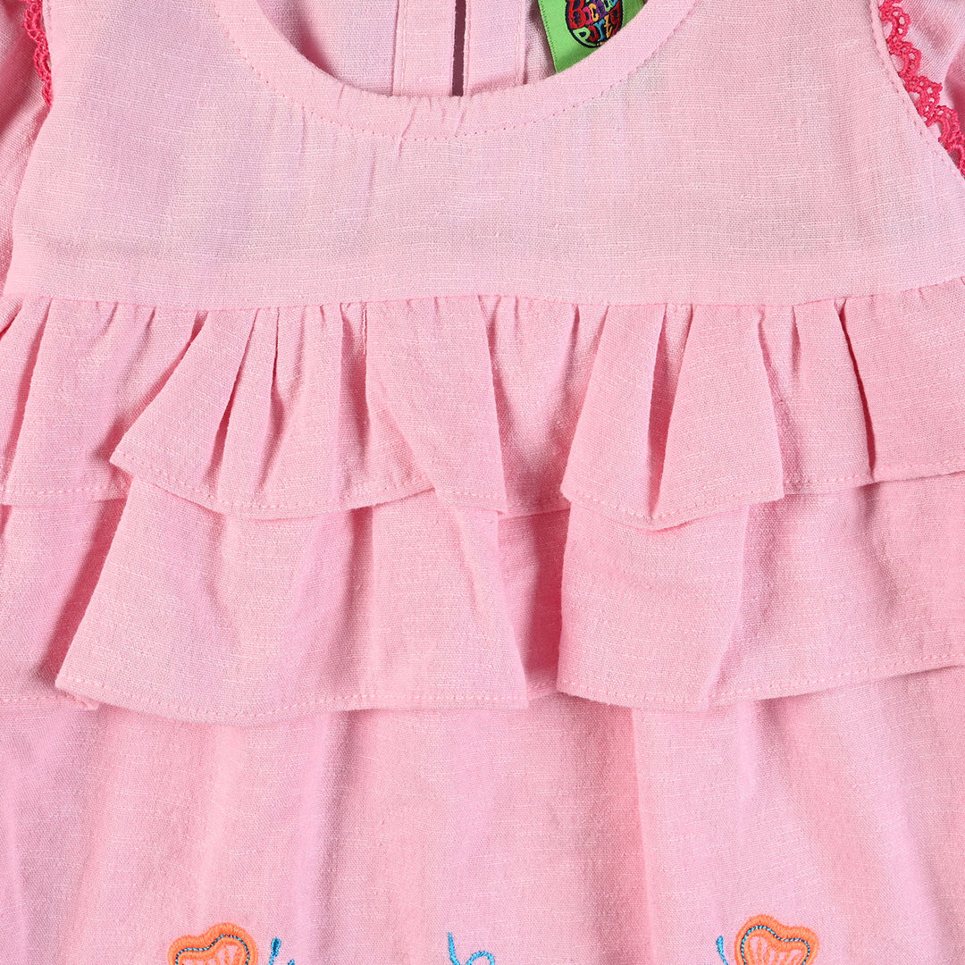 Infant Girls EMB Kurti Little Butterfly -Baby Pink