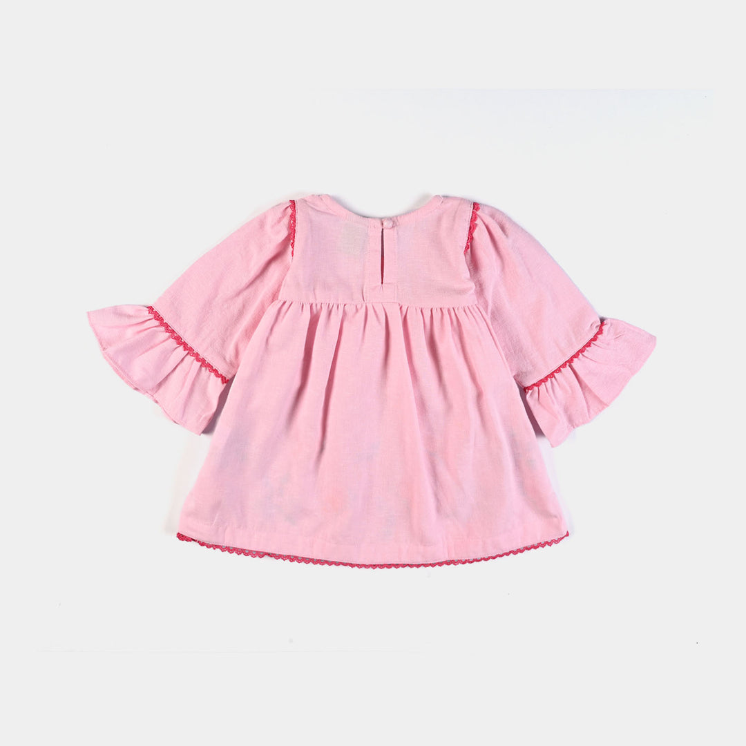 Infant Girls EMB Kurti Little Butterfly -Baby Pink