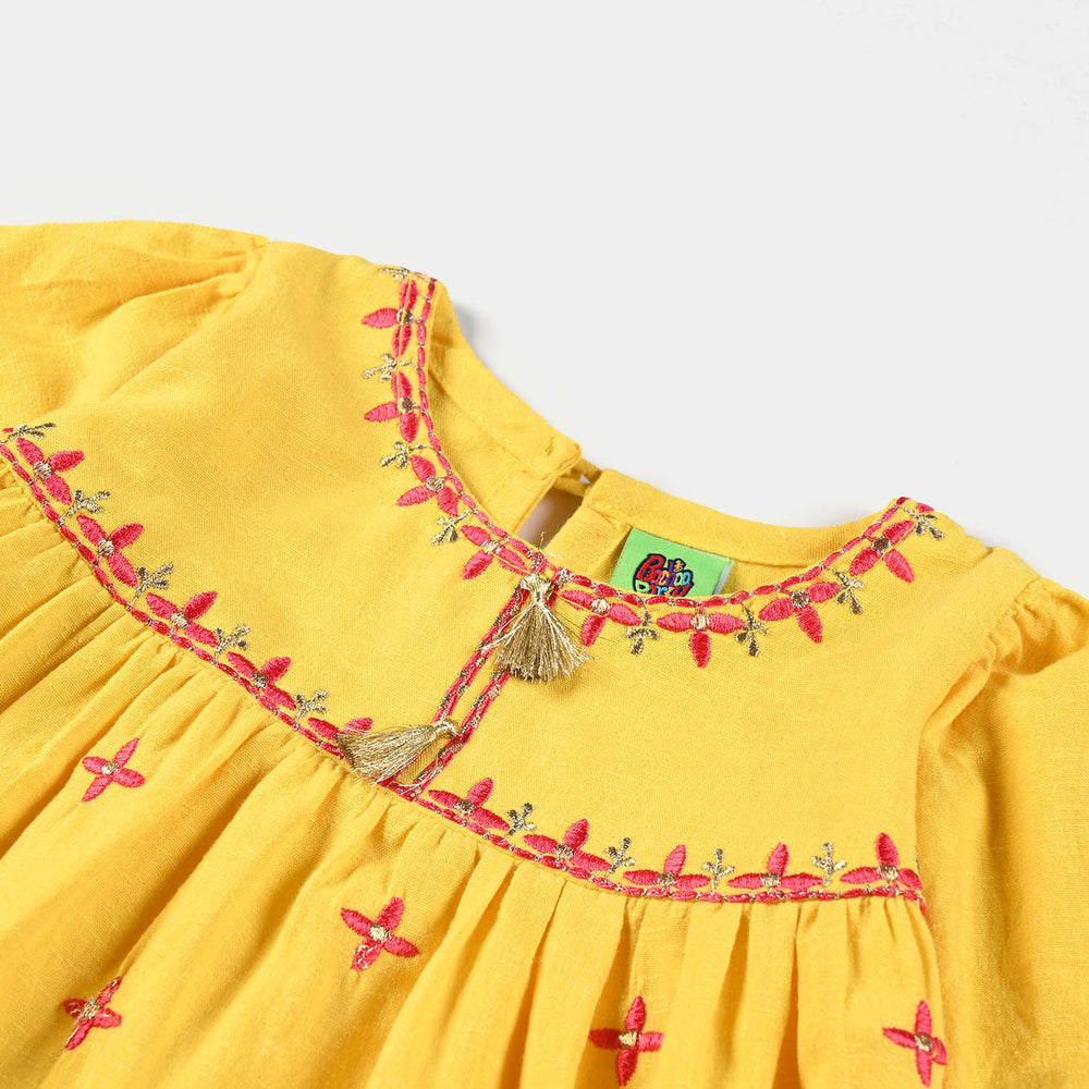 Infant Girls EMB Kurti Little Darling-Yellow