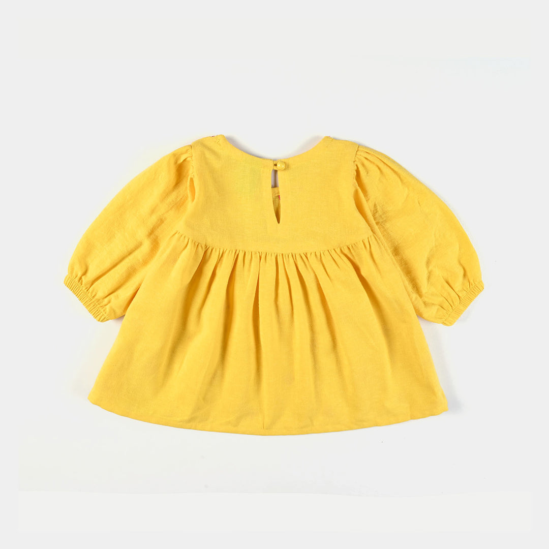 Infant Girls EMB Kurti Little Darling-Yellow