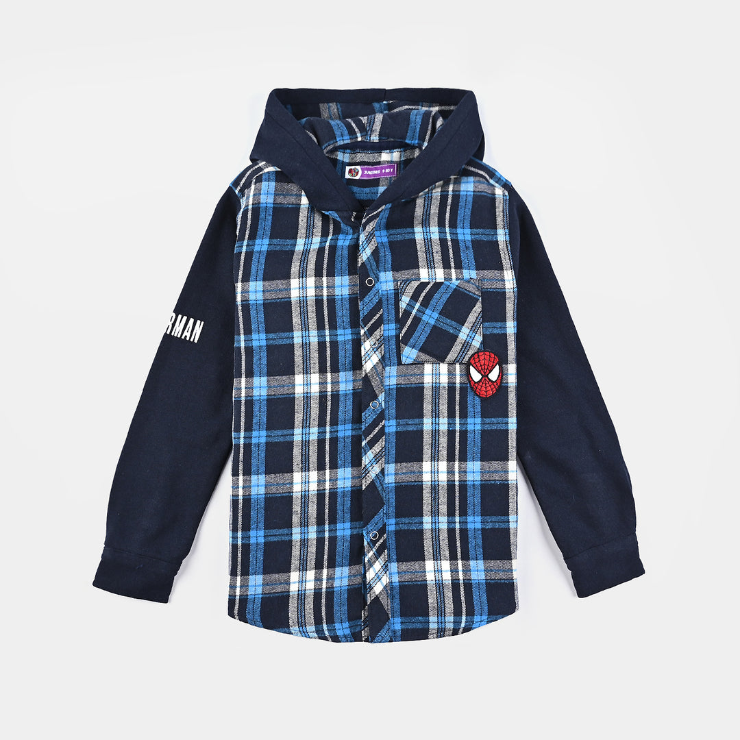 Boys Flannel Casual Shirt F/S -T.Blue