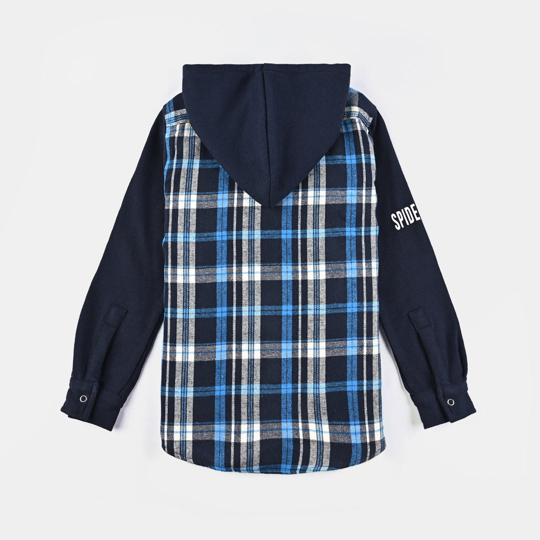 Boys Flannel Casual Shirt F/S -T.Blue