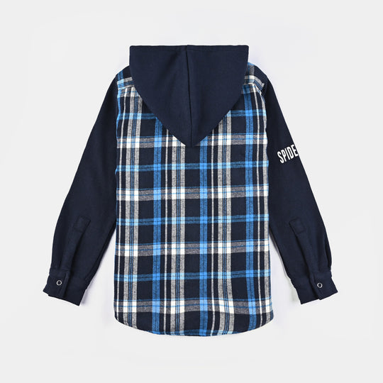 Boys Flannel Casual Shirt F/S -T.Blue