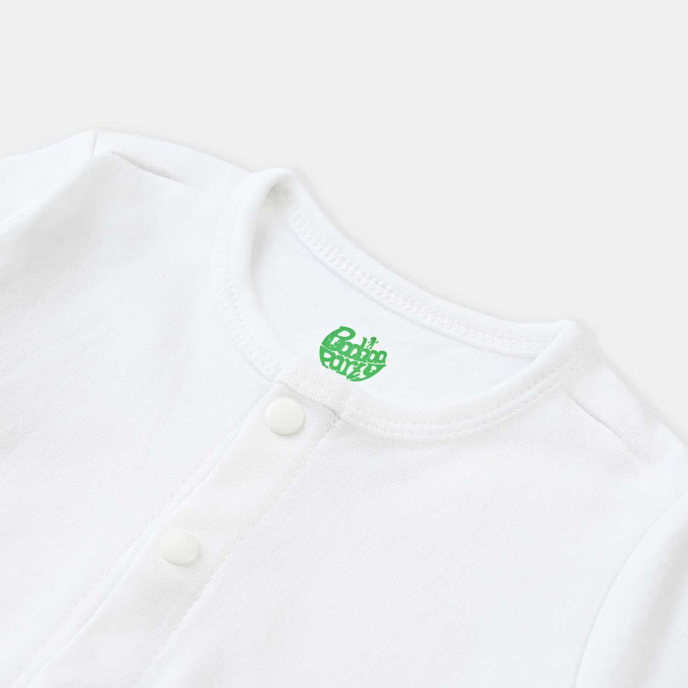 Infant Boys Cotton Interlock Front Open T-Shirt-White