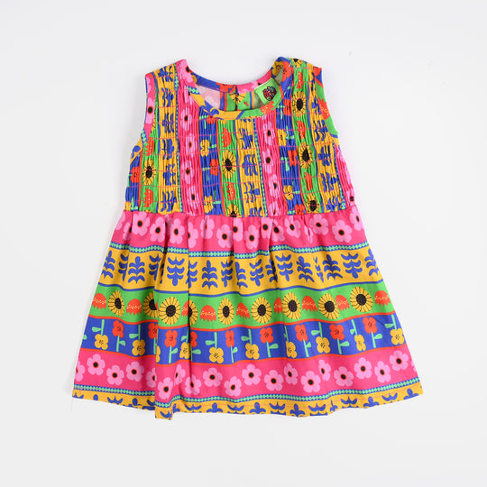 Infant Girls Casual Frock Vivid Ocean-Multi