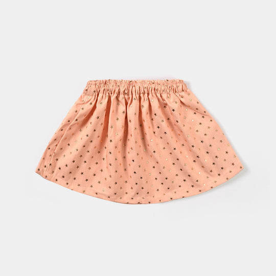 Infant Girls Denim Short Skirt Stars-BEIGE