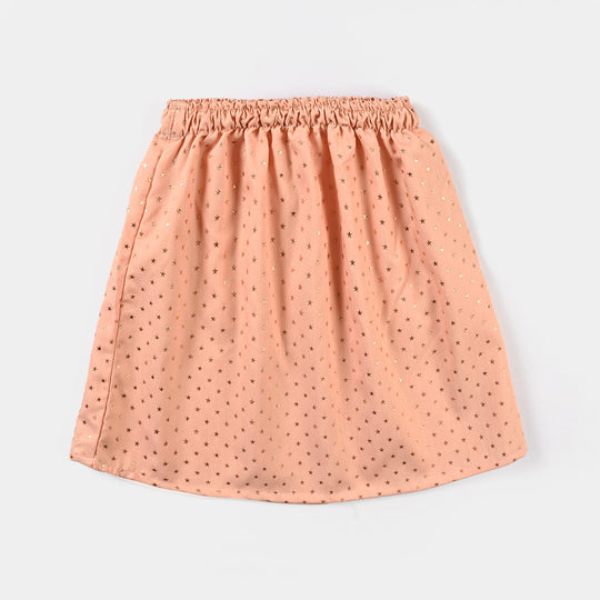 Girls Denim Short Skirt Stars-BEIGE