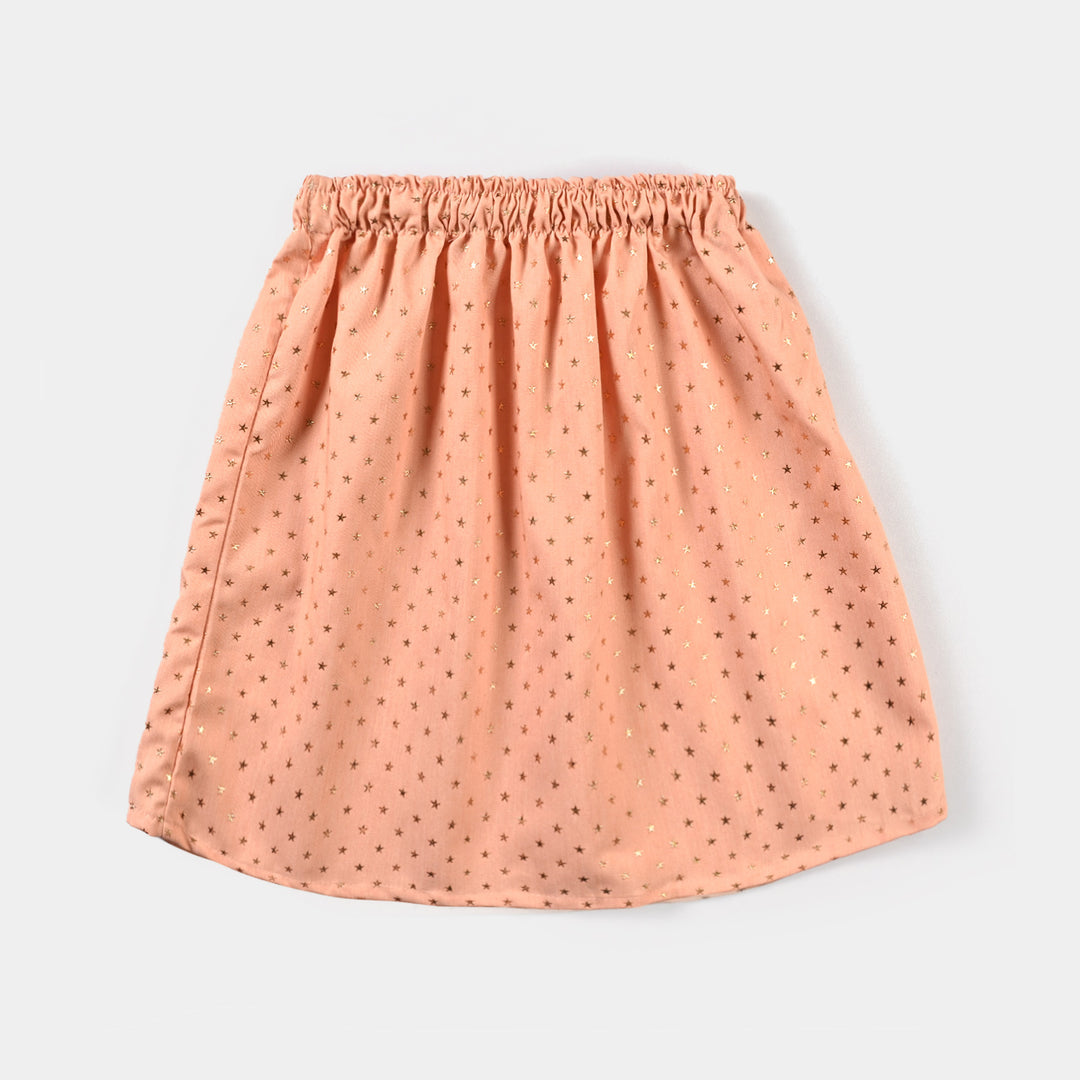 Girls Denim Short Skirt Stars-BEIGE