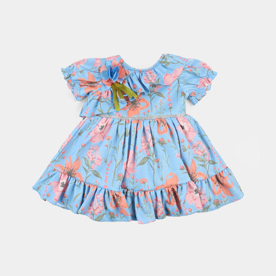 Infant Girls Moonlight Fancy Frock Floral-LT.Blue