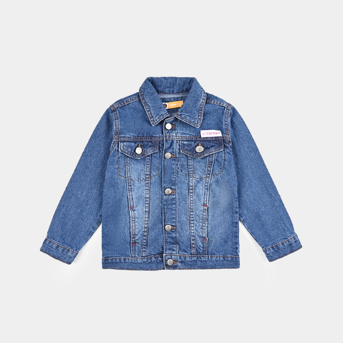 Girls Denim rigid Woven Jacket-Mid Blue