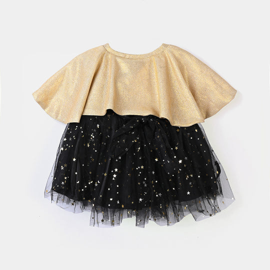 Infant Girls Net Fancy Frock Shining Star-B Gold