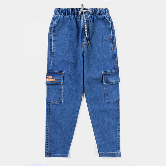 Boys Denim Stretch Pant Find Adventure-Mid Blue