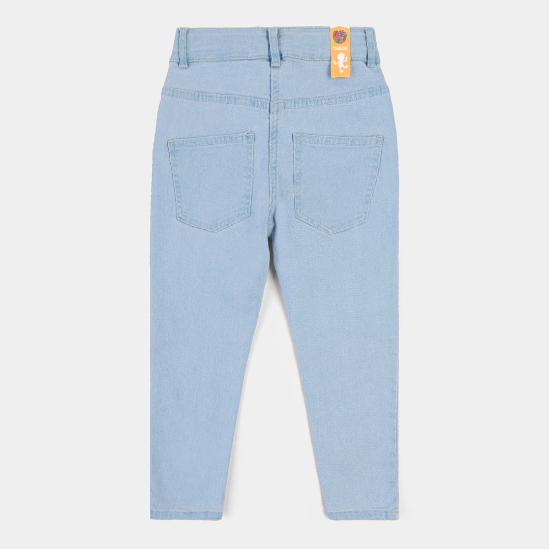 Girls Denim Stretch Pant Mom Fit-Ice Blue