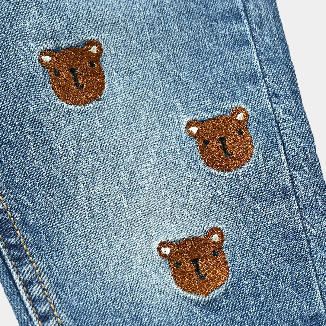 Infant Boys Denim Stretch Denim Pant Bear-LIGHT BLUE