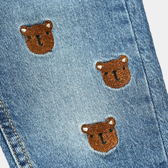 Infant Boys Denim Stretch Denim Pant Bear-LIGHT BLUE