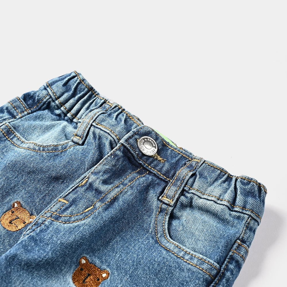 Infant Boys Denim Stretch Denim Pant Bear-LIGHT BLUE