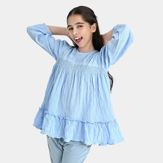 Girls Poly Cotton Casual Top Begonia-SKY BLUE