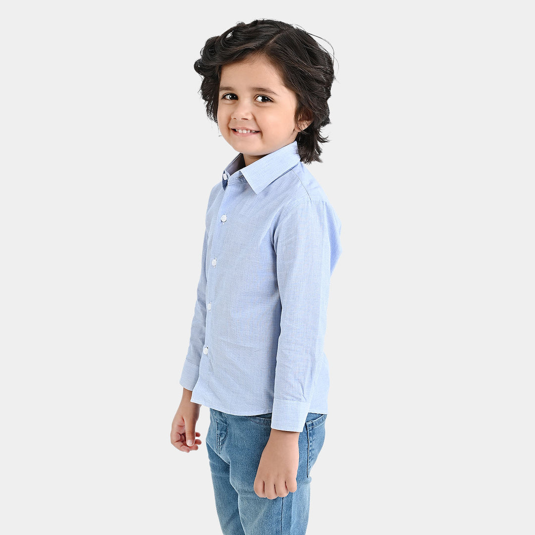 Boys Oxford Full Sleeves Formal Shirt-Blue