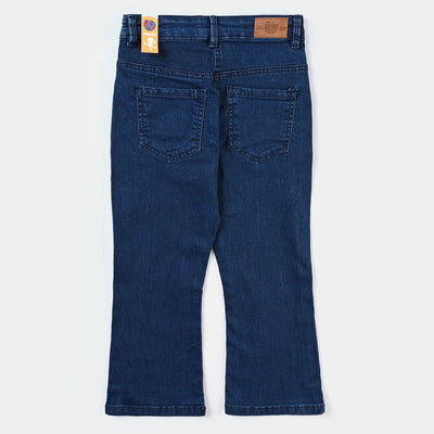 Girls Denim Stretch Pant Tape-Mid Blue