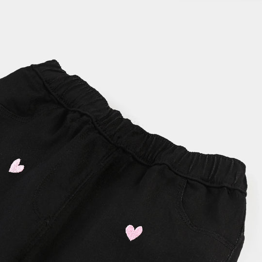 Girls Denim Jeggings Heart-BLACK