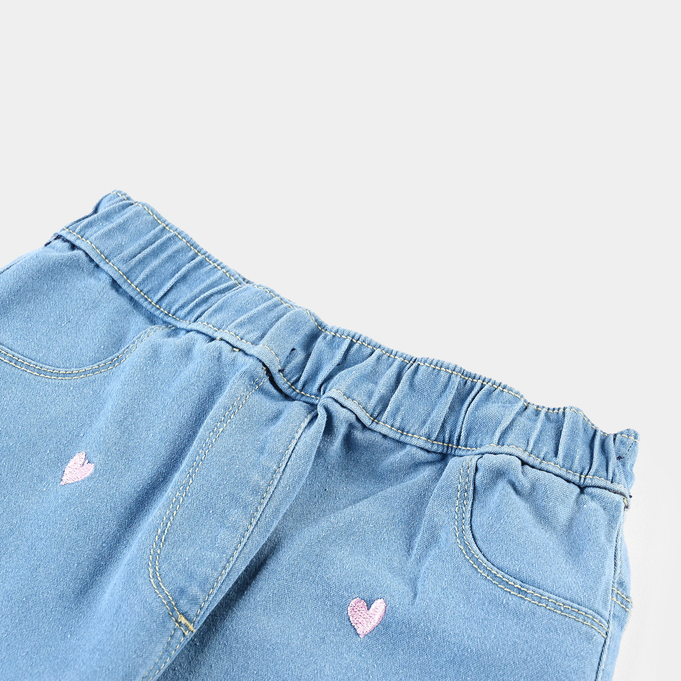 Girls Denim Stretch Jeggings Heart-Ice Blue