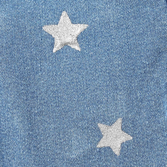 Girls Denim Stretch Jeggings Stars-Mid Blue