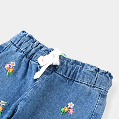 Infant Girls Denim Stretch Pant Flower Bunch-LT.Blue