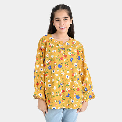 Girls Cotton Poplin Casual Top Cadmium-Multi